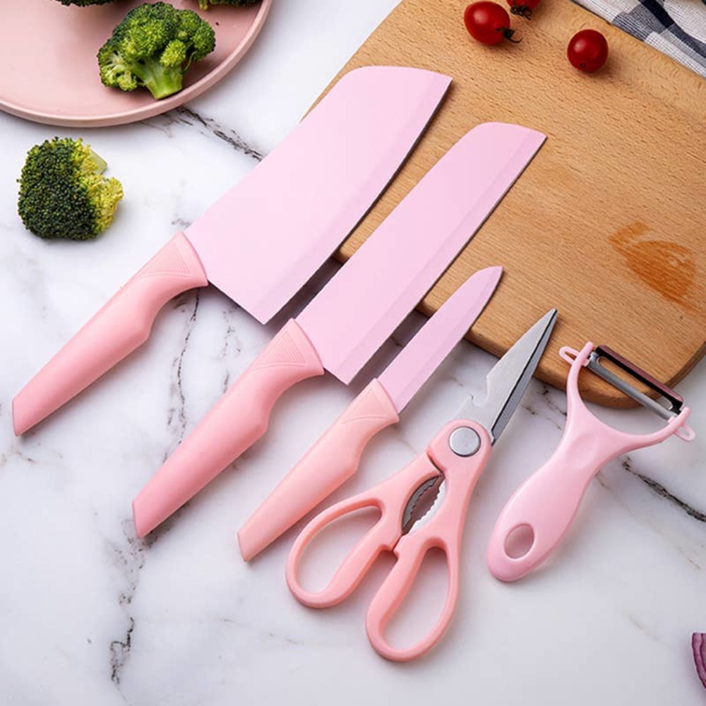 💝 PINK CERAMIC KITCHEN KNIFE SET (6 PIECE) CUTE STAINLESS STEEL